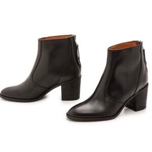 MADEWELL Ames Leather Back Zip Ankle Bootie Boots Size 7.5 Black‎ Minimalist